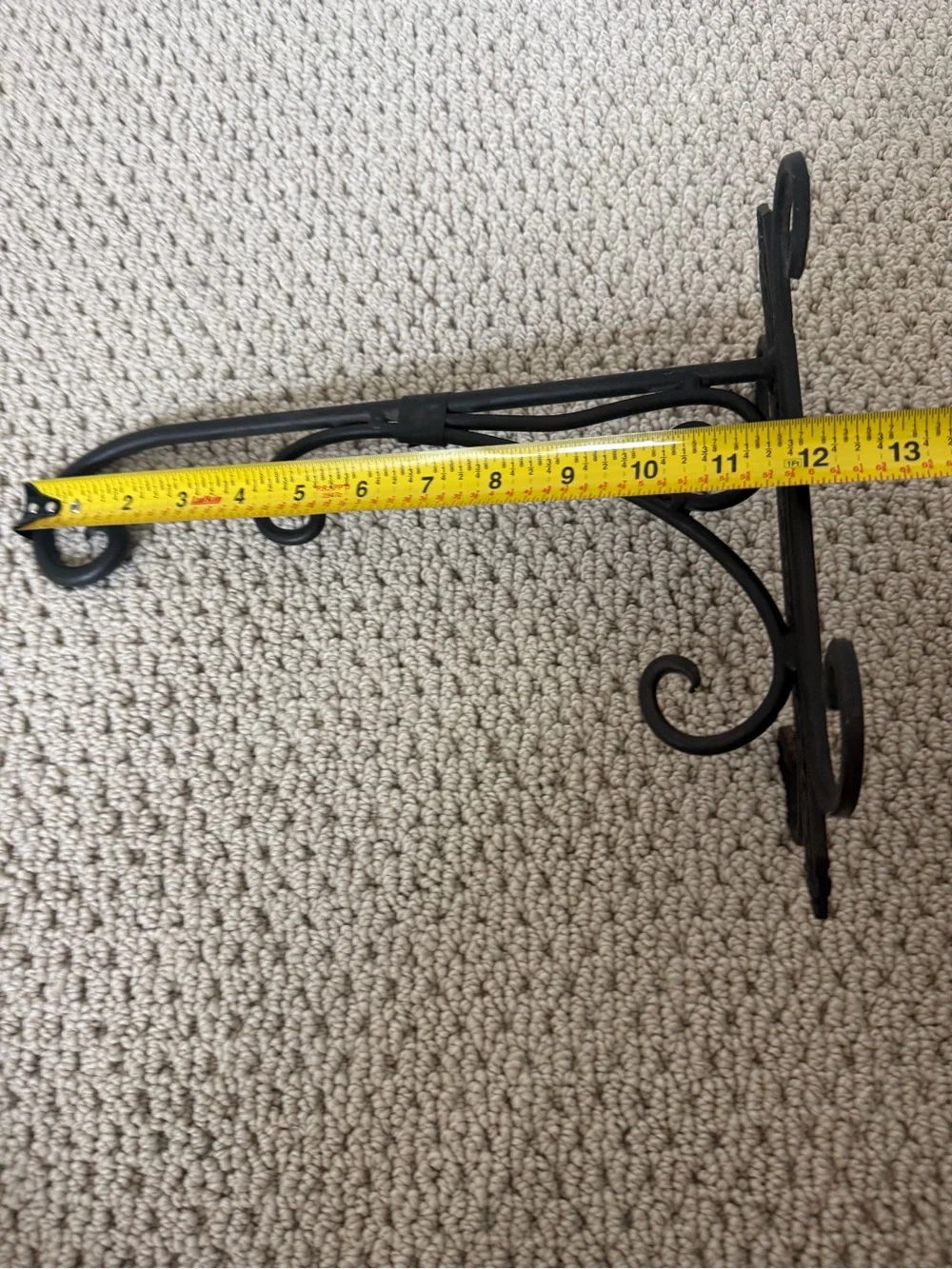 Decorative Black Wrought Iron Wall Hook Pair